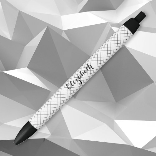 Black White Modern Stylish Pattern Monogrammed Black Ink Pen