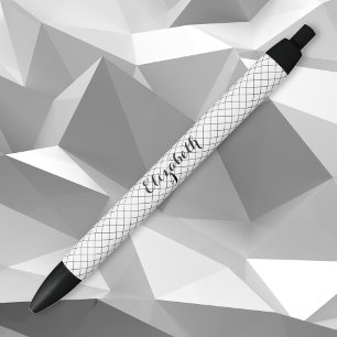 Black White Modern Stylish Pattern Monogrammed Pen