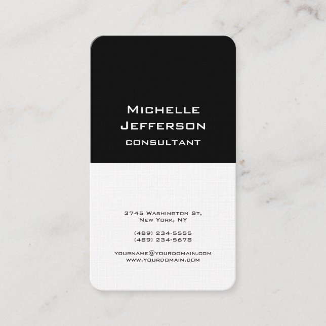 Black & White Modern Stylish Trendy Professional Business Card (Front)
