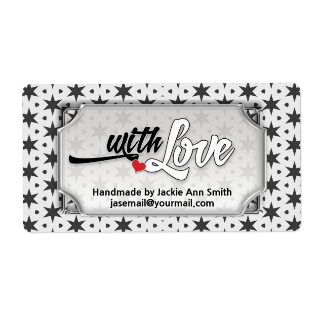 Black White Modern Super Stars With Love made by.. Label (Front)