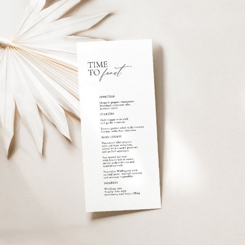 Black  White Modern Time To Feast Wedding Menu