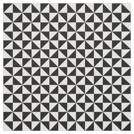 Black White Modern Triangles Pattern Fabric