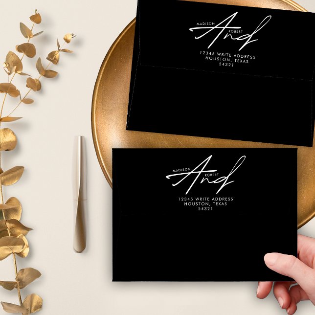 Black White Modern Typography Minimalist Wedding Envelope (Creator Uploaded)