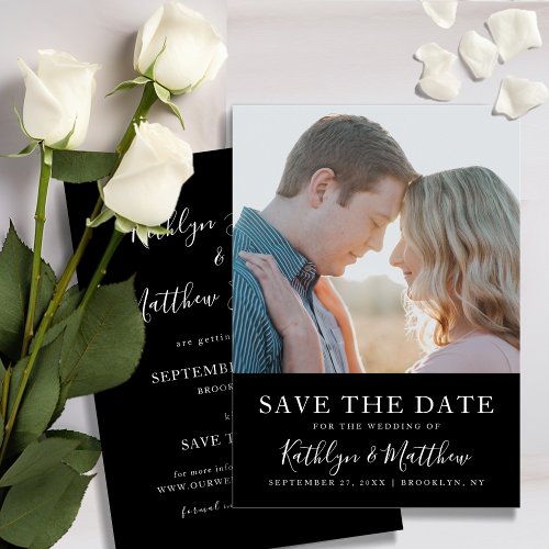 Black  White Modern Typography Photo Wedding Save The Date