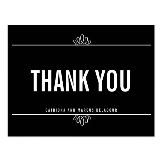 Black White Modern Typography Thank You Postcard | Zazzle.com