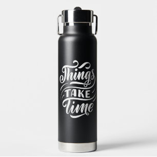 Black White Modern Typography Water Bottle