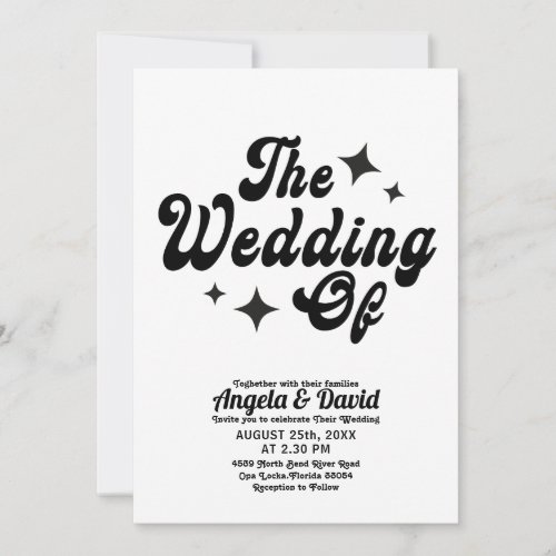 black  white Modern Vintage retro script Wedding Invitation