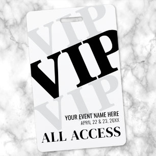Black White Modern VIP Event Badge