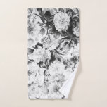 Black White Modern Watercolor Country Floral Hand Towel at Zazzle