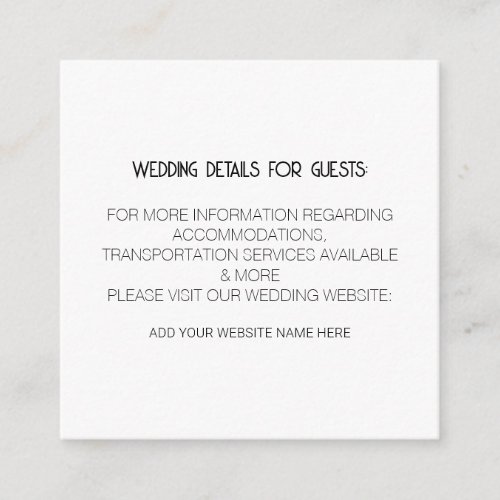 Black White Modern Wedding Details For Guests Cool Enclosure Card