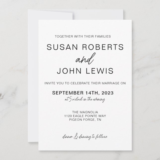 Black & White Modern Wedding Invitation  (Front)