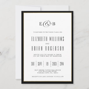 Black White Modern Wedding Invitation