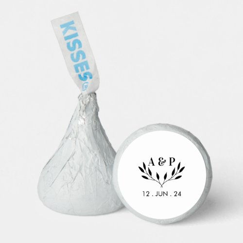 Black  White Modern Wedding Logo Initial Hersheys Kisses