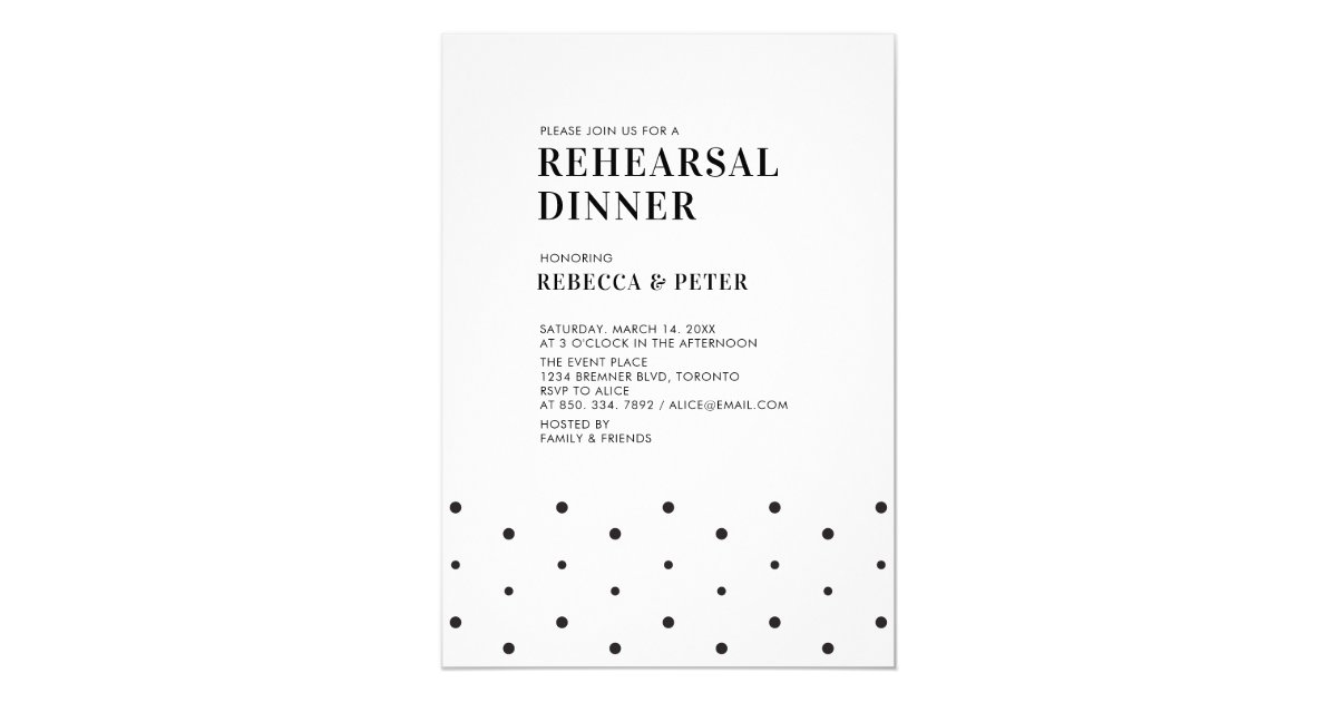Black White Modern Wedding Rehearsal Dinner Invitation Zazzle Com
