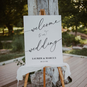 Black White Modern Wedding Welcome Sign
