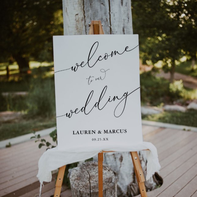 Black White Modern Wedding Welcome Sign (Creator Uploaded)