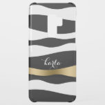 Black & White Modern Zebra Pattern Uncommon Samsung Galaxy S9 Plus Case<br><div class="desc">Modern black and white abstract zebra pattern with gold stripes accent and optional monogram.</div>