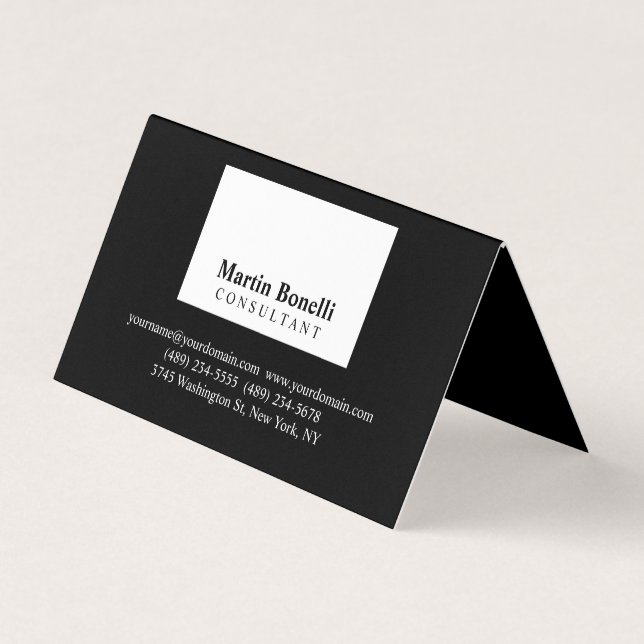 Black White Modernist Professional Business Card (Front)