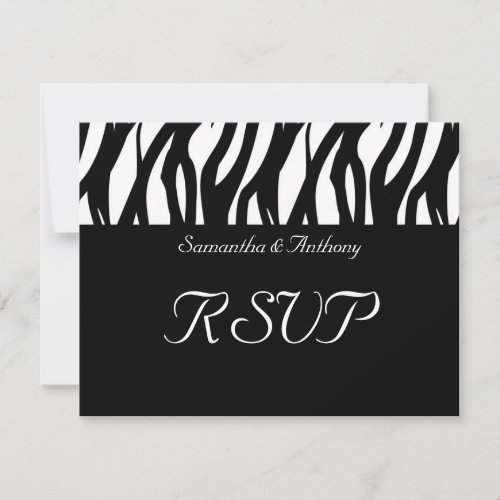 Black/White Modernist Stripe Wedding RSVP Cards Custom Invite