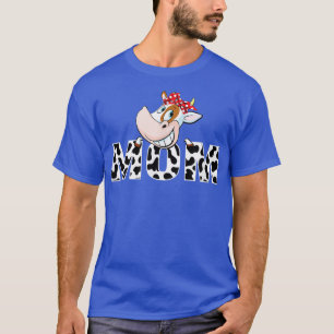 Black White Mom Cow Print Cowboy Animal Pattern Mo T-Shirt
