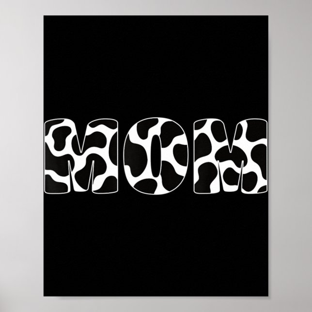 Black White Mom Cow Print Esthetic Animal Pattern (Front)