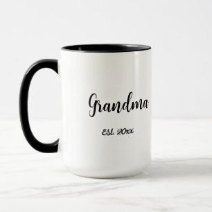 Black White Mom Established Year New Grandma Gift Mug