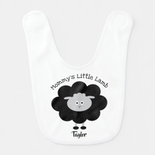 Black White Mommy’s Little Lamb Reversible Name Baby Bib