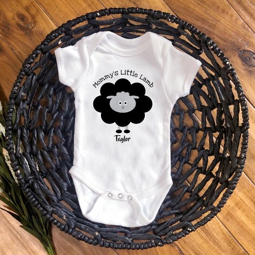 Black White Mommys Little Lamb Gender Neutral Cute Baby Bodysuit