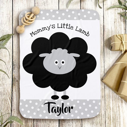 Black White Mommys Little Lamb Gender Neutral Name Baby Blanket