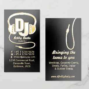 Black & white mono DJ promoter business card
