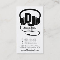 Black & white mono DJ promoter business card