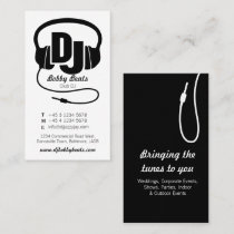 Black & white mono DJ promoter business card