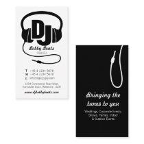 Black & white mono DJ promoter business card