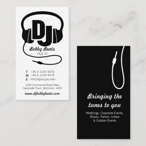 Black &amp; white mono DJ promoter business card