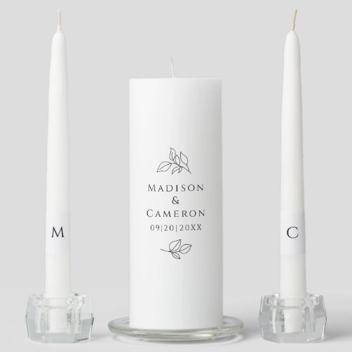 Black White Monochrome Elegant Wedding Ceremony Unity Candle Set
