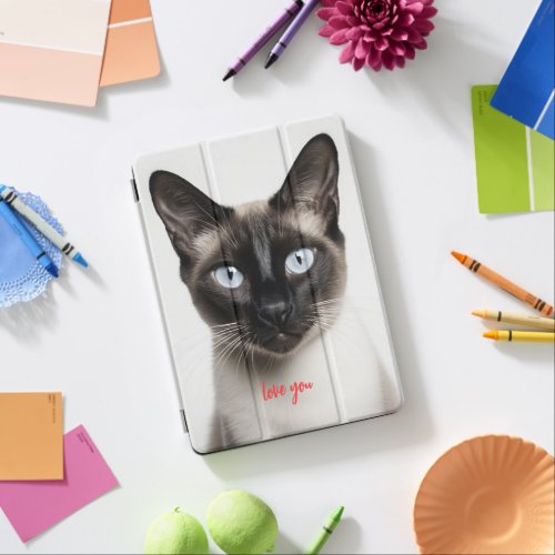 Black White Monochrome Siamese Cat Love iPad Air Cover