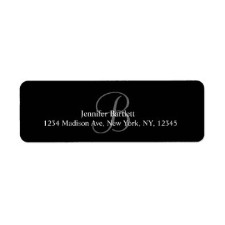 Black White Monogram Address Labels for Weddings