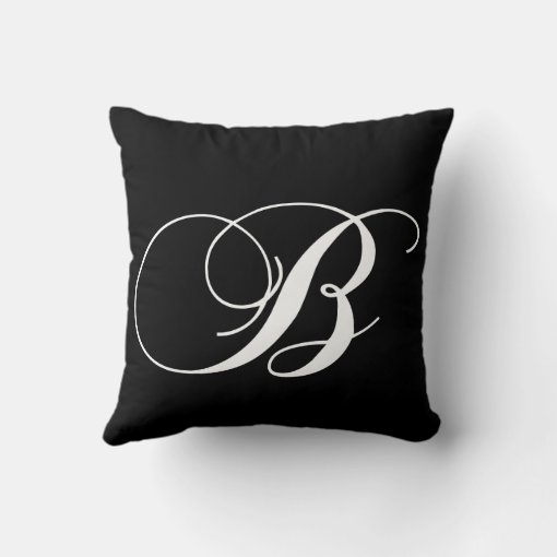 Black White Monogram B Designer Monogrammed Pillow | Zazzle