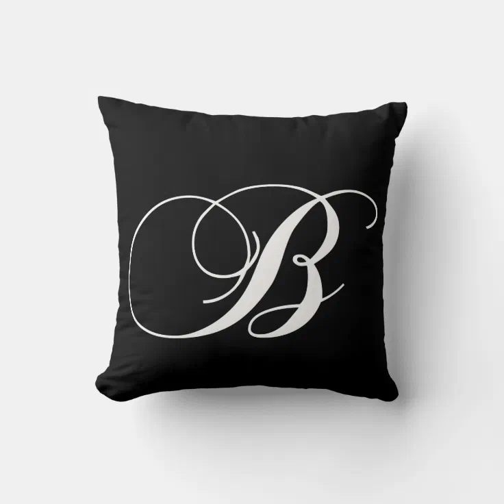 Black White Monogram B Designer Monogrammed Pillow | Zazzle