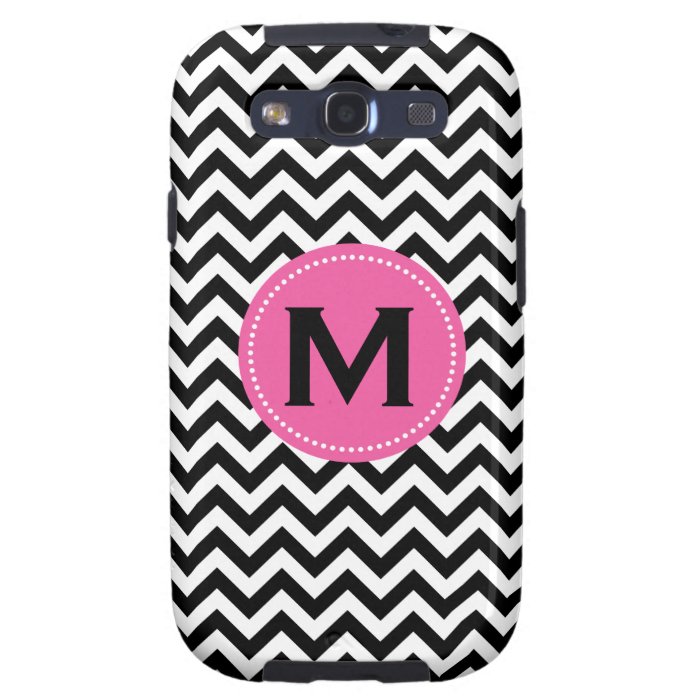 Black White Monogram Chevron Pattern Samsung Galaxy S3 Cover