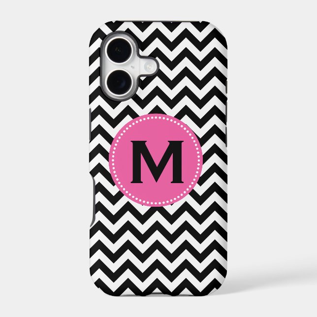 Black White Monogram Chevron Pattern Iphone Case (Back)