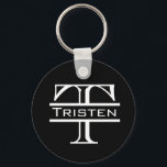 Black White Monogram Classic Name Keychain<br><div class="desc">This design was created from my one-of-a-kind fluid acrylic painting. It may be personalized by clicking the customize button and changing the name, initials or words. You may also change the text color and style or delete the text for an image only design. Contact me at colorflowcreations@gmail.com if you with...</div>