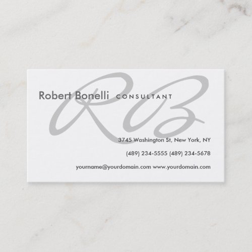 Black White Monogram Consultant Business Card