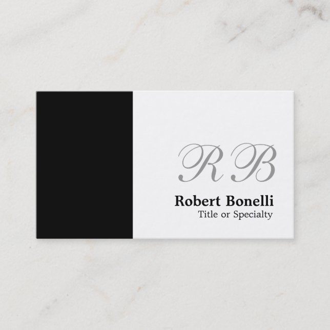 Black White Monogram Consultant Business Card (Front)