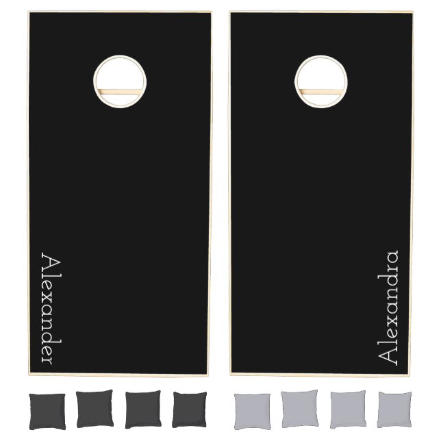 Black White Monogram  Cornhole Set (Set)