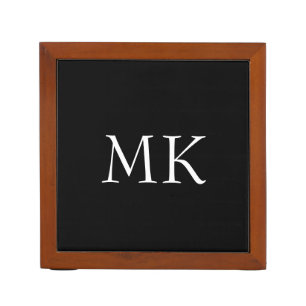 Black White Monogram  Desk Organizer