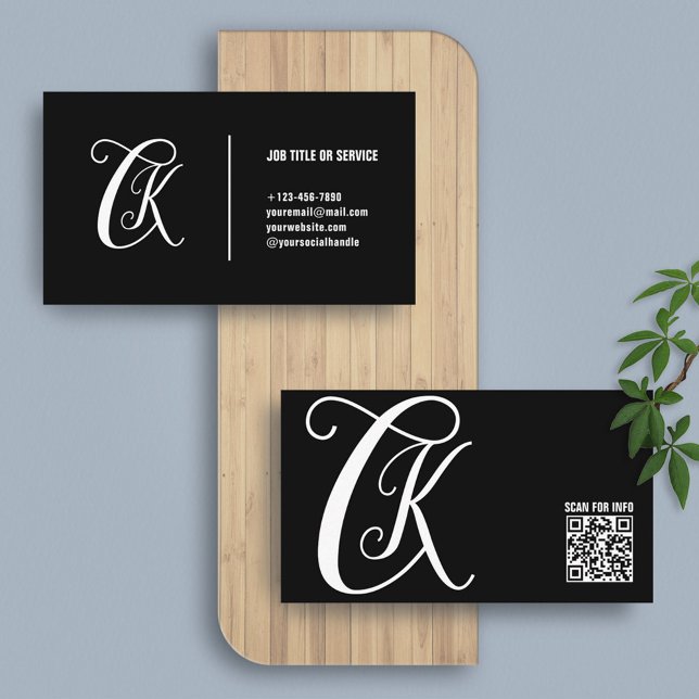 Black White | Monogram Elegant Business Card (Creator Uploaded)