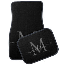 Black White Monogram Elegant Classic Chic Script Car Floor Mat Black White Monogram Elegant Classic Chic Script Car Floor Mat