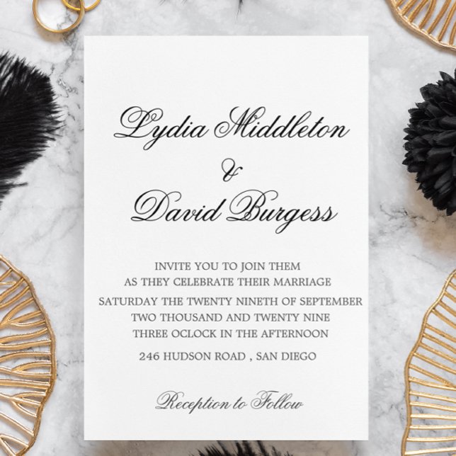 Black White Monogram Elegant  Wedding Invitation (Creator Uploaded)