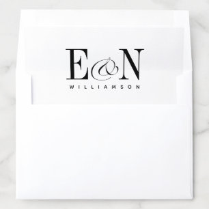 Black & White Monogram Elegant Wedding Invitation Envelope Liner